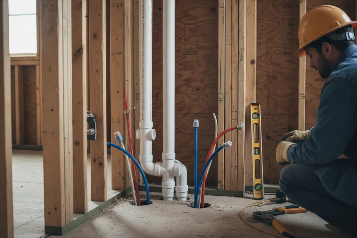 Drain and supply rough-in during Toilet Repair and Installation in Pingree